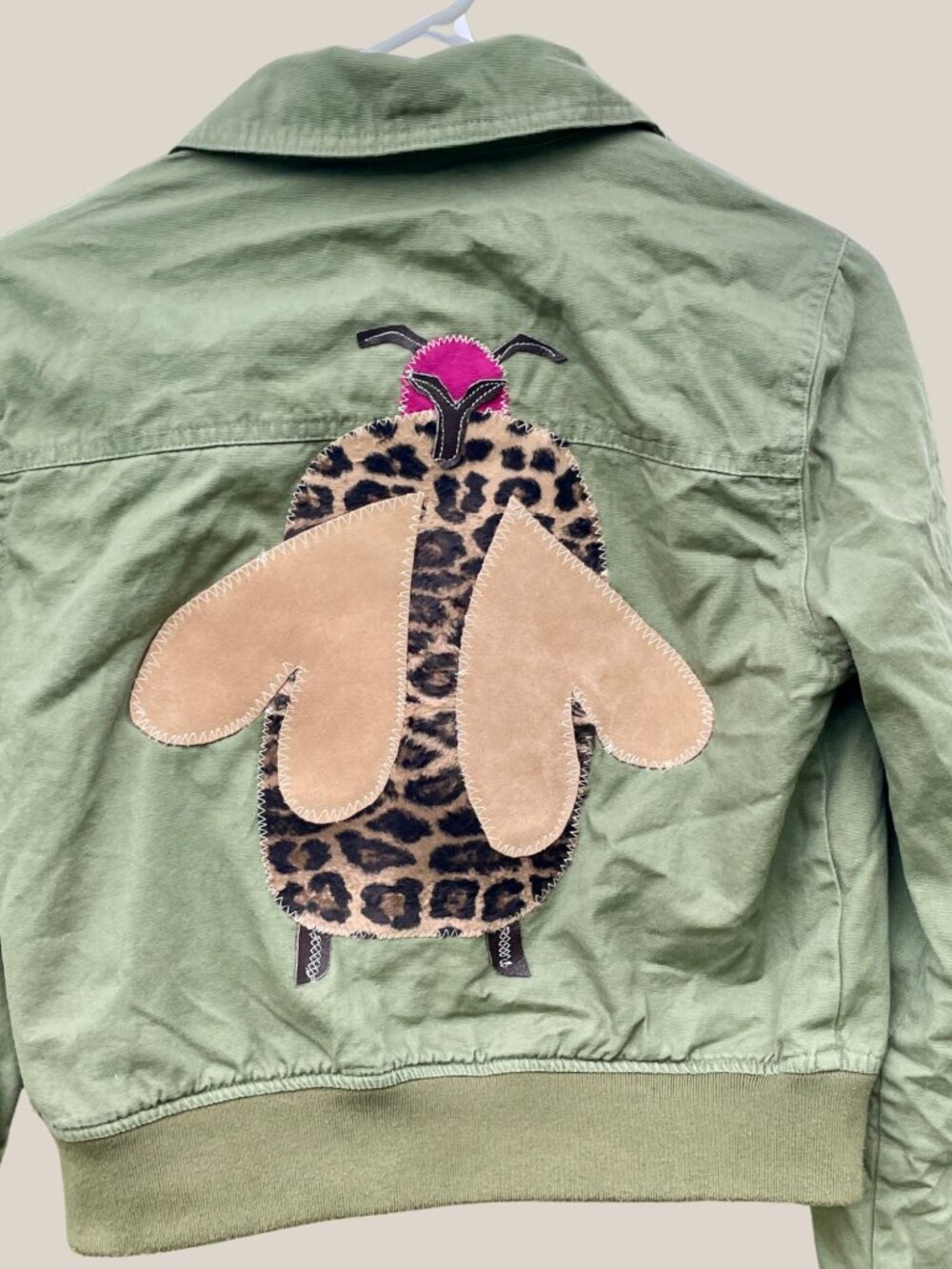 Small Green Insect Upcycled Reworked Handmade Jacket Coat - Picture 2 of 8